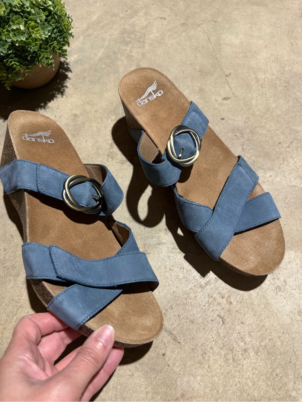 Dansko Susie Milled Slides Sandals Blue Size 41 US 11 Leather Summer Comfort